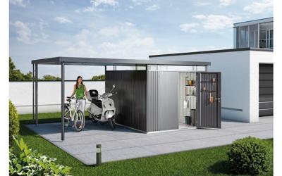 Biohort Highline H5 metalen tuinhuis 275x315x222 cm met dubbele deur- Plat dak- Metaal- Biohort