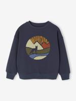 Sweater voor jongens met bouclé-motief marineblauw - thumbnail