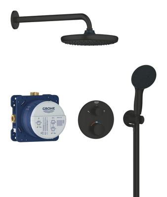 Grohe Precision inbouw regendoucheset Start 250 met 3 straalsoorten mat zwart rond Grohe Precision inbouw regendoucheset Start 250 met 3 straalsoorten mat zwart rond