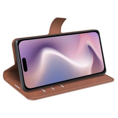 Casecentive Leren Wallet case met sluiting iPhone 16 Pro tan
