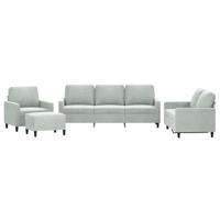 4-delige Loungeset met kussens fluweel lichtgrijs - thumbnail