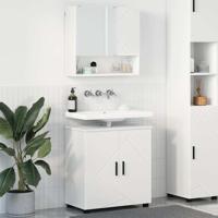 Badkamermeubelset 2 pcs Wit 61 x 35 x 64 cm Bewerkt hout - thumbnail