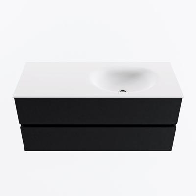 MONDIAZ VICA 110cm badmeubel onderkast Urban 2 lades. Wastafel MOON rechts 1 kraangat, kleur Talc.