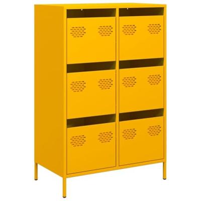 Hoge kast 68x39x101,5 cm staal mosterdgeel