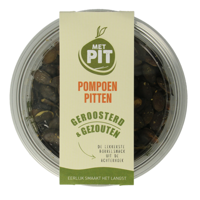 Met PIT Pompoenpitten geroosterd/gezouten 150 Gram Met PIT Pompoenpitten geroosterd/gezouten 150 Gram