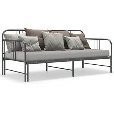 VidaXL Slaapbankframe uittrekbaar metaal grijs 90x200 cm