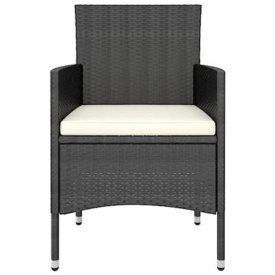 5-delige Tuinset poly rattan en massief acaciahout zwart