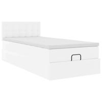 Ottomaanse bed met matras 80x200cm kunstleer wit - thumbnail