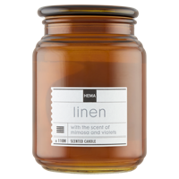 HEMA Geurkaars In Glazen Pot Ø10x14 Linen - thumbnail
