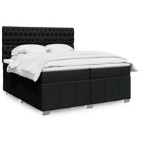 Boxspring met matras stof zwart 200x200 cm - thumbnail