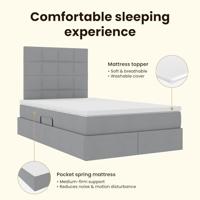 Opbergbed met LED met matras Lichtgrijs 120 x 190 cm Polyester - thumbnail