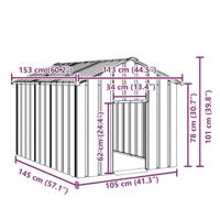 Hondenhok met dak 113x153x101 cm gegalvaniseerd staal - thumbnail