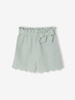 Short met ruches voor meisjes van katoenen gaas saliegroen - thumbnail
