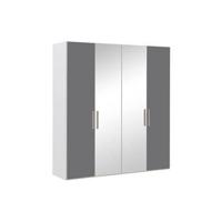 Goossens Kledingkast Easy Storage Ddk, Kledingkast 203 cm breed, 220 cm hoog, 2x glas draaideur en 2x spiegel draaideur midden - thumbnail