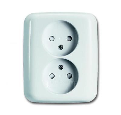 Busch-Jaeger wandcontactdoos 2-voudig zonder randaarde inbouw wit 202 UJR-214
