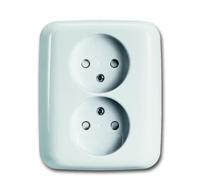 Busch-Jaeger wandcontactdoos 2-voudig zonder randaarde inbouw wit 202 UJR-214 - thumbnail