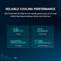 ASUS Prime MR120 Fan ARGB Reverse Black 3in1 Computer behuizing Ventilator 12 cm Zwart 3 stuk(s) - thumbnail