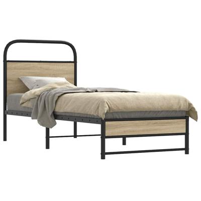 Bedframe zonder matras bewerkt hout gerookt eiken 75x190 cm
