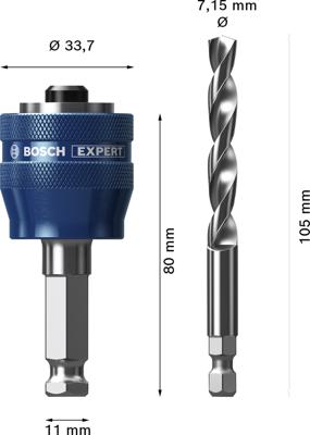 Bosch Accessories Expert Power Change Plus 2608900527 Snelwisseladapter voor montage schacht 2-delig 7.15 mm 2 stuk(s)