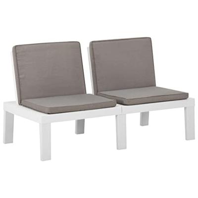 VidaXL Loungebank met kussen kunststof wit