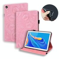 Voor Huawei MediaPad M6 10.8 Kalfspatroon Dubbel vouwend design lederen kast met Holder & Card Slots & Pen Slot & Elastic Band(Roze) - thumbnail