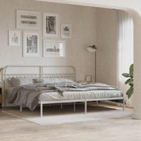 Bedframe met hoofdbord metaal wit 200x200 cm - thumbnail