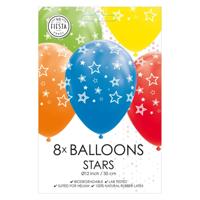 Globos Ballonnen sterren mix kleuren 30cm, 8st. - thumbnail
