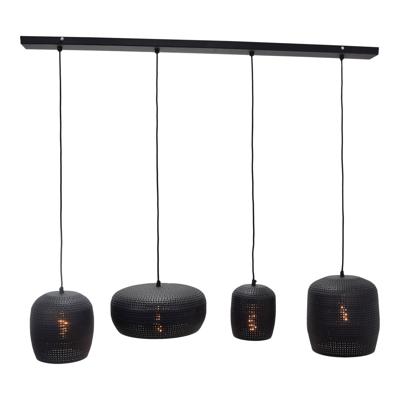 Urban Interiors Hanglamp 'Fez' 4-lamps, kleur Zwart Urban Interiors Hanglamp 'Fez' 4-lamps, kleur Zwart