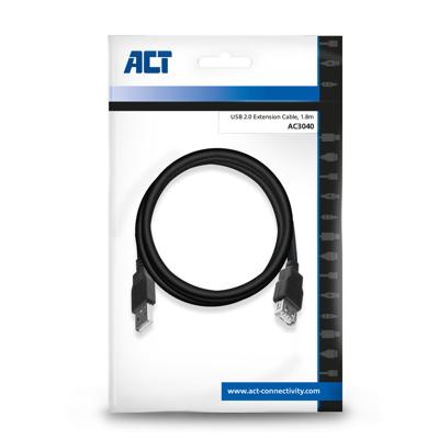 ACT AC3040 USB Verlengkabel USB-A Male/USB-A Female - 1,8 meter