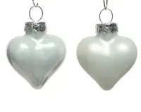 12 Glazen hartjes 40 mm winter wit KSD Decoris - Decoris - thumbnail