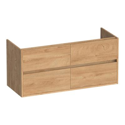 Brauer Adore Wavy - Onderkast - 120 cm - met 4 Softclose Lades Greeploos en 2 Sifon Uitsparingen - Forest Tan