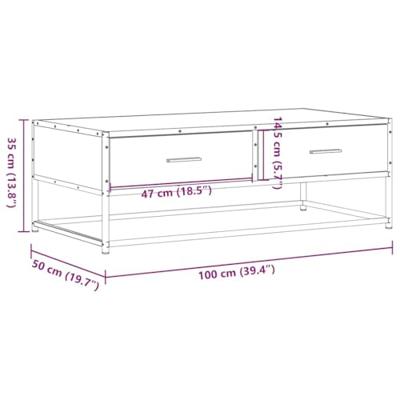 Salontafel 100x50x35 cm bewerkt hout en metaal grijs sonoma