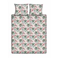 Ten Cate Katoenen Tweepersoons Dekbedovertrek Flower Vibes 200x200/220 cm Groen/Roze - thumbnail