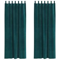 VidaXL Verduisterende gordijnen 2 pcs donkergroen 140 x 245 cm fluweel - thumbnail