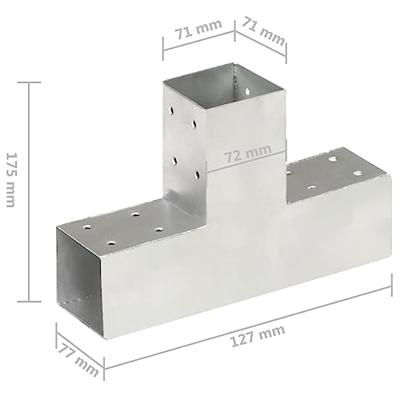 VidaXL Paalverbindingen 4 st t-vorm 71x71 mm gegalvaniseerd metaal VidaXL Paalverbindingen 4 st t-vorm 71x71 mm gegalvaniseerd metaal