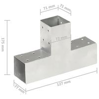 Paalverbindingen 4 st T-vorm 71x71 mm gegalvaniseerd metaal - thumbnail