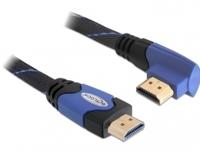 Delock 82956 HDMI-kabel HDMI Aansluitkabel HDMI-A-stekker 2 m Zwart, Blauw Rond, 4K UHD, Vergulde steekcontacten, Verdraaid - thumbnail