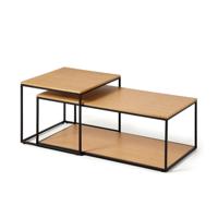 Kave Home Salontafel 'Yoana' Eikenhout, Set van 2 stuks, kleur Zwart - thumbnail