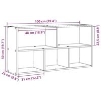 Wandschap 100x25x50 cm bewerkt hout gerookt eikenkleurig - thumbnail
