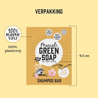Marcel's Green Soap Shampoo bar vanille & kersenbloesem 90 Gram