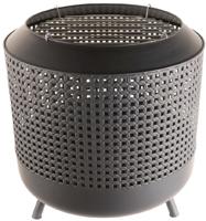 Midland Vuurschaal met grillrooster met BBQ grill Zwart Fireplace Staal Diameter 50cm - thumbnail