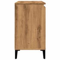 Wastafelkast 65x33x60 cm bewerkt hout artisanaal eikenkleurig - thumbnail