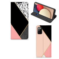 Samsung Galaxy M02s | A02s Stand Case Zwart Roze Vormen - thumbnail