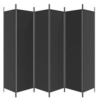 Kamerscherm met 6 panelen 300x200 cm stof zwart - thumbnail