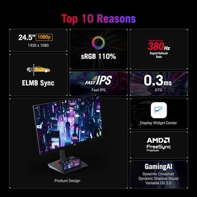 Asus ROG Strix XG259QNS Gaming monitor Energielabel E (A - G) 62.2 cm (24.5 inch) 1920 x 1080 Pixel 16:9 1 ms DisplayPort, HDMI, Hoofdtelefoon (3.5 mm