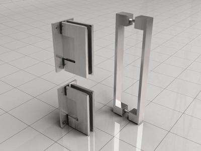 Wiesbaden Scharnierset en greep voor profielloze nisdeur geborsteld staal Wiesbaden Scharnierset en greep voor profielloze nisdeur geborsteld staal