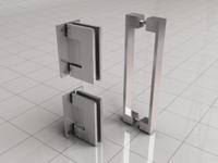 Wiesbaden Scharnierset en greep voor profielloze nisdeur geborsteld staal - thumbnail