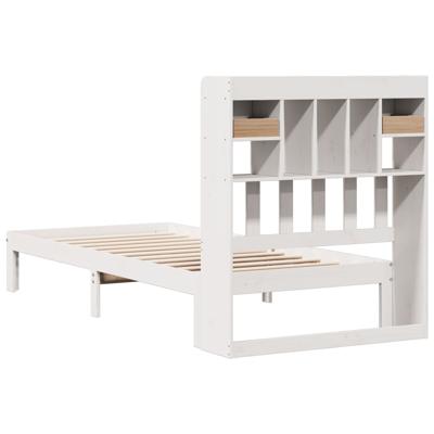 Bed met boekenkast zonder matras grenenhout wit 90x190 cm - thumbnail