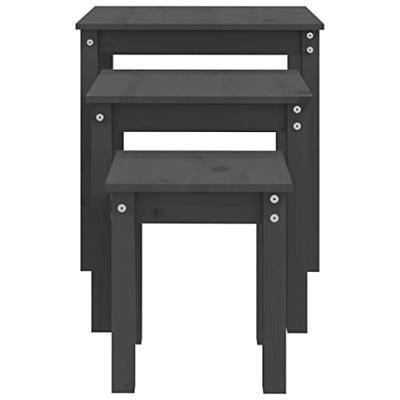 Tafeltjesset 3 st massief grenenhout grijs