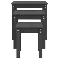 Tafeltjesset 3 st massief grenenhout grijs - thumbnail